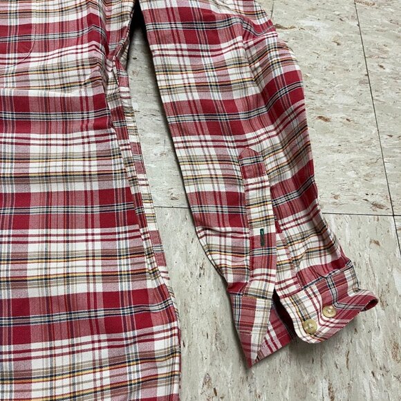 Vintage Tommy Hilfiger 90s Plaid Oxford Button Down Red/Tan Shirt Men's Medium - Picture 3 of 8